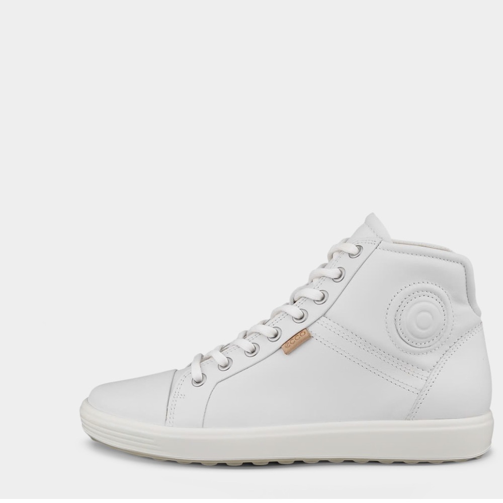 Ecco White High-Top Sneakers SOFT 7